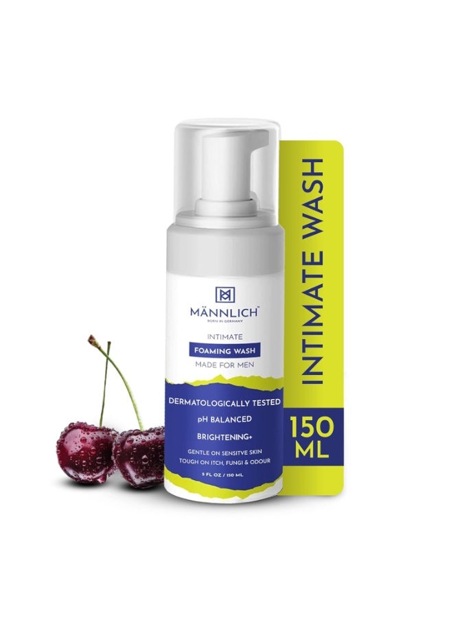 Mannlich Intimate Wash for Men (150 ml) Relieves Itchiness & Odour, Prevents Fungal Growth, Genital Area, pH Balanced & Dermatologically Tested With Tea Tree Oil, Neem, Eucalyptus Oil, 1% Salicylic & Lactic Acid - Image 1